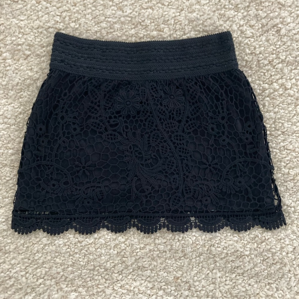 Topshop black lace mini skirt size 4